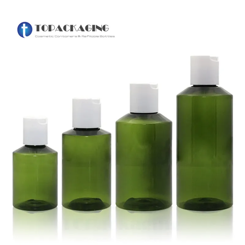 50/100/150/200ml Press Screw Cap Bottle Empty Plastic Cosmetic Container Sample Essential Oil Refillable Green Makeup Packing