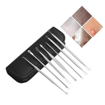 

7Pcs Stainless Steel Pimple Pins Blackhead Whitehead Pimple Spot Comedone Extractor Remover Popper Tool Face Care 2019 hot sell