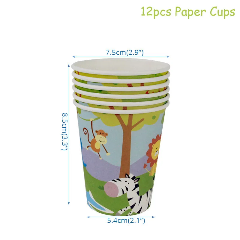 MEIDDING джунгли вечерние зеленые одноразовые столовые приборы Животные Сафари день рождения милый Декор с животными бумажные тарелки и стаканы скатерть - Color: cup