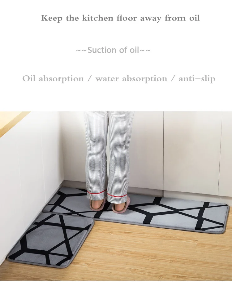 Honlaker Stylish Geometric Pattern Kitchen Mat Oil Absorbing Non