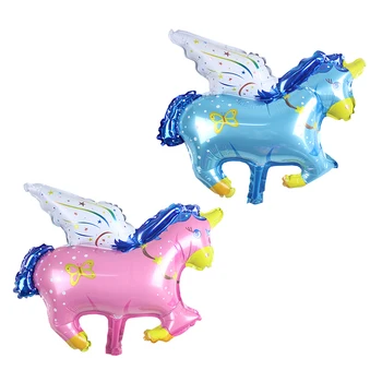 

KUAWANLE 100pcs/lot Mini Fly Horse Balloon Cartoon Unicorn Baby Shower Foil Balloons Birthday Party Decoration Inflatable Globos