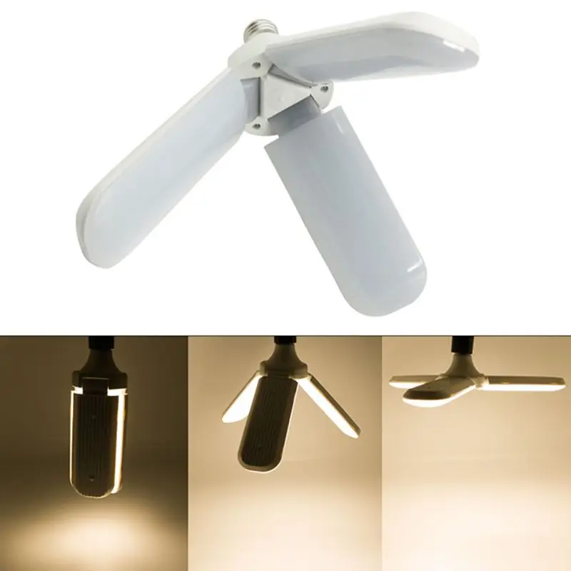 

Foldable LED Ceiling Lamp Fan Blade Angle Light Super Bright E27 LED Bulb Energy Saving