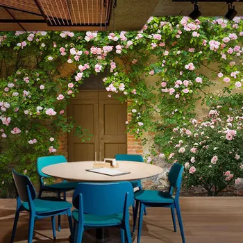 

Europe Vintage Wall Paper Flower Wall Mural Retro Brick Wall Papers Bar Home Decor Behang 3D Self Adhesive Vinyl/Silk Wallpaper