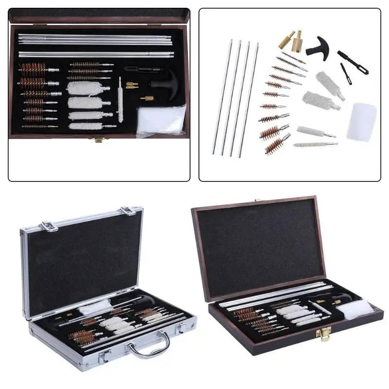 

Aluminium Universal Hunting Pistol Rifle Pistol Handgun Shotgun Cleaner Gun Cleaning Kit Convenient With Wooden box Case