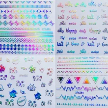 30 стилей! 1 лист лак для ногтей задний клей деколь декорации дизайн 3D лазерная цветная наклейка для ногтей Советы красоты