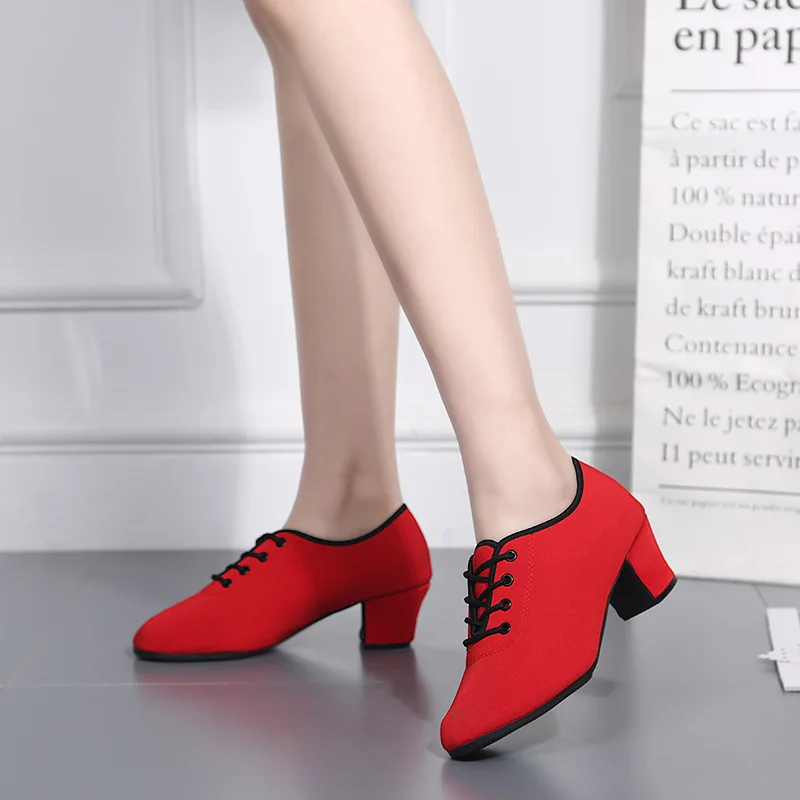 Sports Shoes Canvas Latin Dance Shoes Woman Adult Modern Ballroom Dance Shoes Teacher Shoes Oxford With Two Points Sneakers