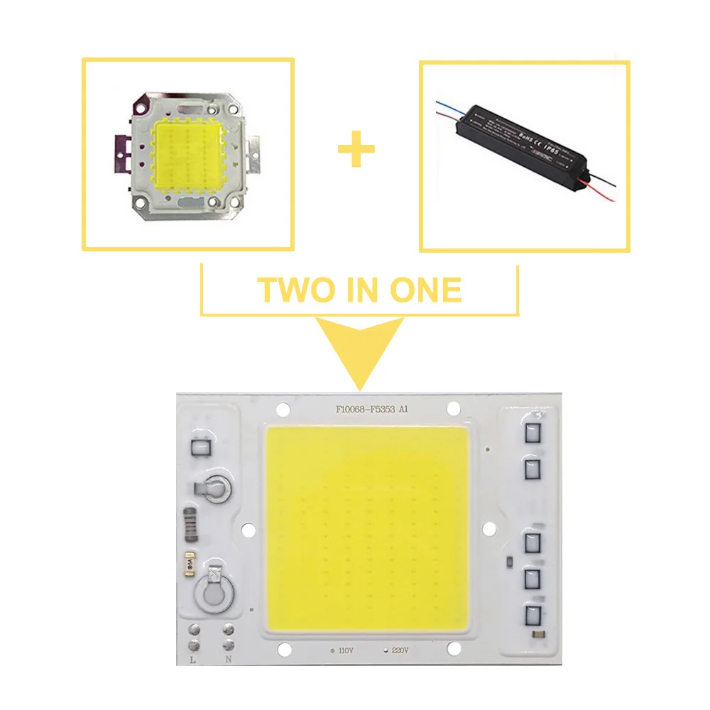 10 шт./лот светодиодный COB чип лампа 30 Вт 40 Вт 50 Вт 220 в 110 В IP65 Смарт IC светильник с бусинами подходит для DIY прожектор светильник белый теплый белый