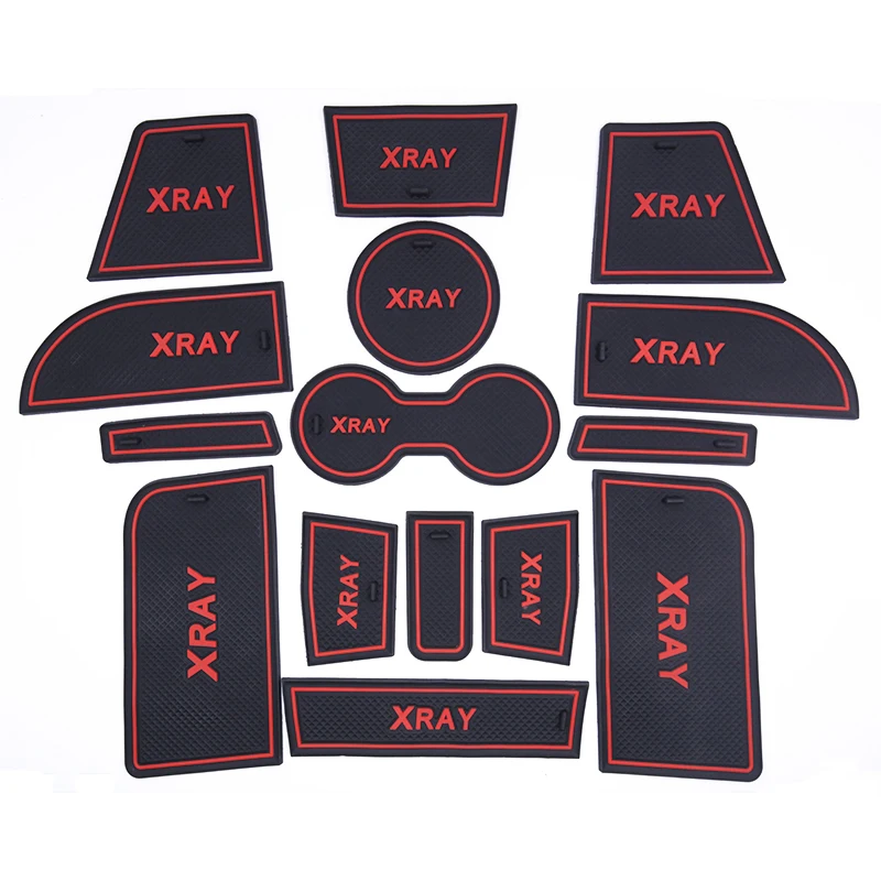 

for LADA XRAY Anti-Slip Rubber Cup Cushion Door Groove Mat 15Pcs 2015 2016 2017 2018 Interior Accessories Sticker Car Styling