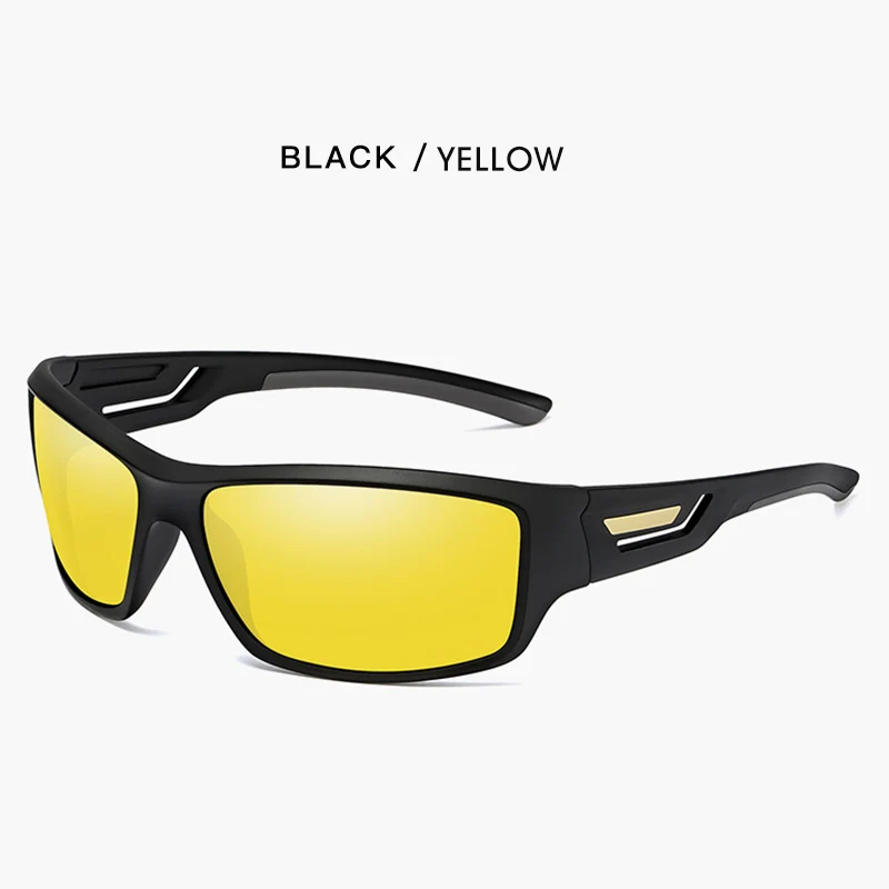 Модные ветрозащитные поляризационные солнцезащитные очки для мужчин, фирменный дизайн, мужские зеркальные солнцезащитные очки для путешествий, очки с защитой от ультрафиолета, мужские очки - Цвет линз: black-yellow