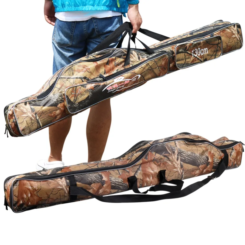 Sougayilang Fishing Rod Bag 130cm Camouflage Double Layer Waterproof