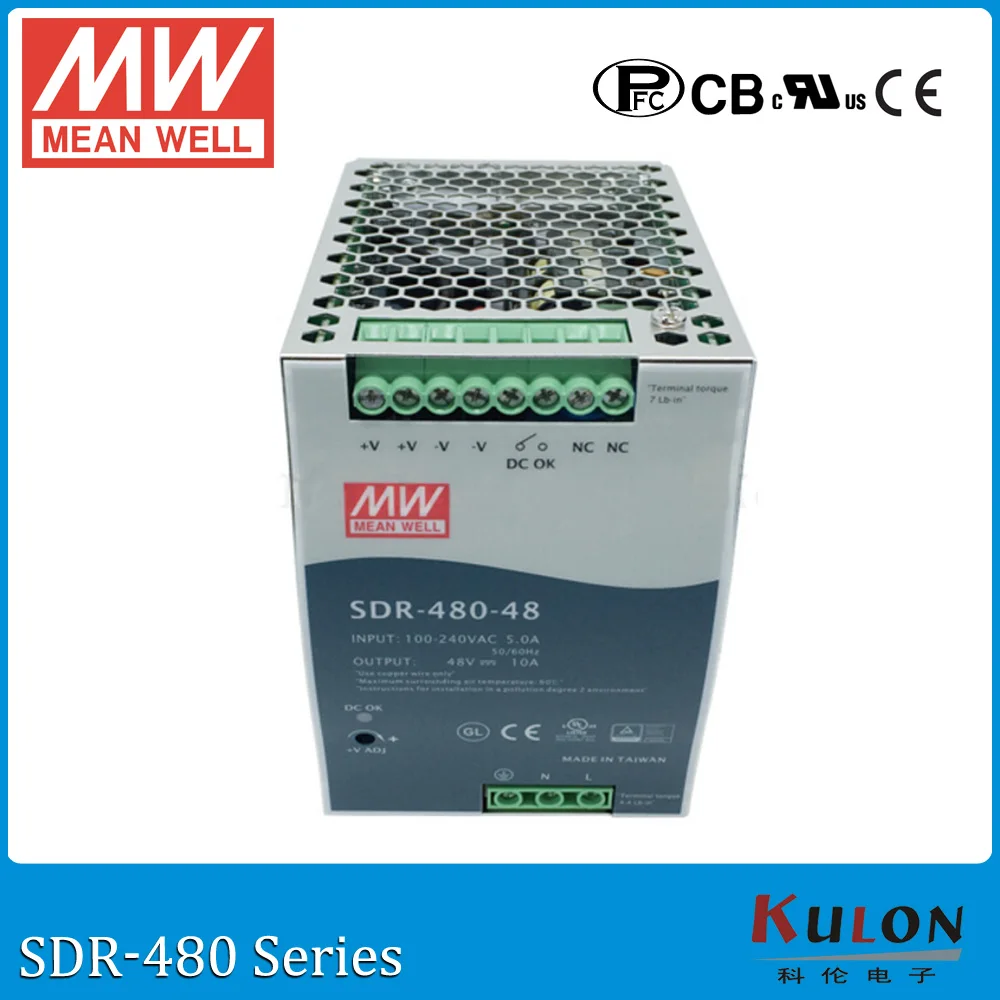 

Original MEAN WELL SDR-480-24 Single Output 480W 24V 20A Industrial DIN Rail Power Supply SDR-480 with PFC
