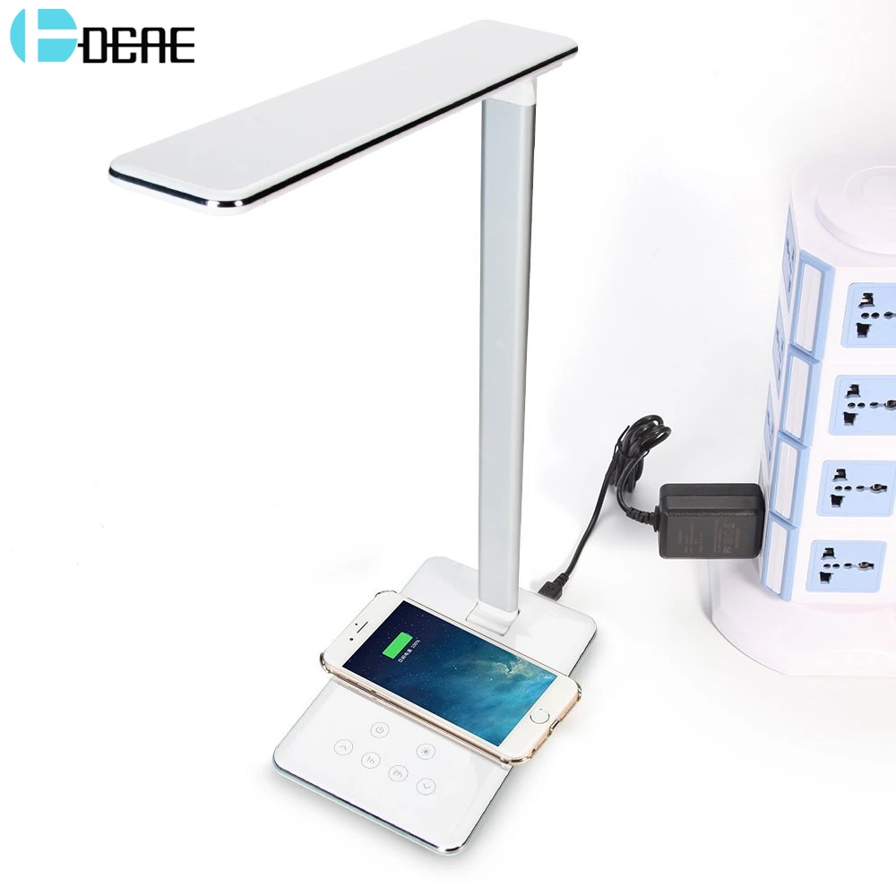 

DCAE 2 in 1 LED Desk Lamp Light Qi Wireless Charger Universal for iPhone XS Max XR X 8 for Samsung S9 S8 EU/US/UK Plug Adaptor