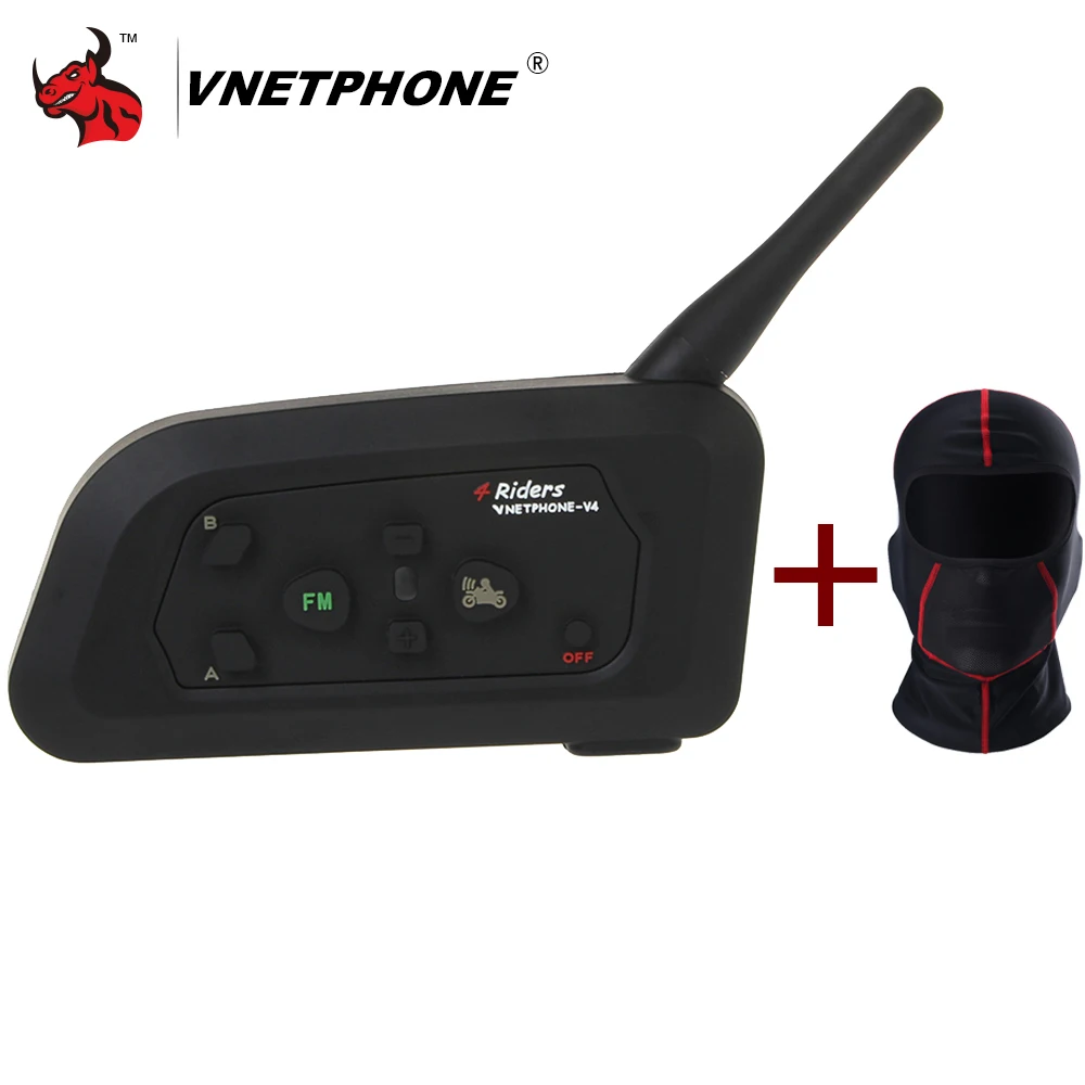 VNETPHONE V4 мотоциклетный Bluetooth шлем домофон гарнитура 1200 м мото беспроводной BT домофон для 4 гонщиков домофон