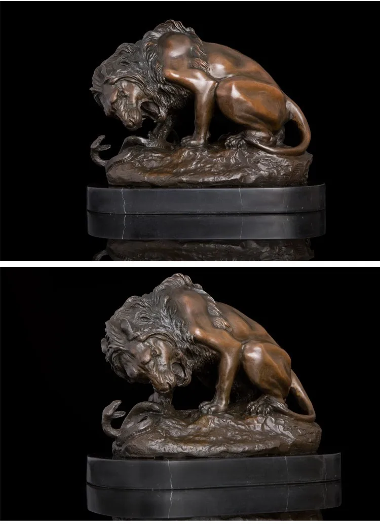 ATLIE французский знаменитый Лев сокрушительный змей статуи Barye Классическая скульптура Статуэтка Коллекция декор