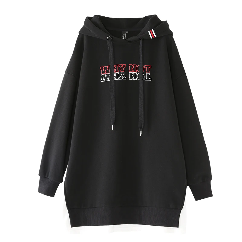  Toyouth Winter Hooded Tracksuits For Women Black Long Sweatshirts Harajuku Letters Print Hoodie Cas
