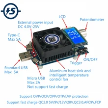 Электронный тестер нагрузки постоянного тока 35 Вт 5А Регулируемый USB Интеллектуальная защита старение резистор разрядник Напряжение Ток мощность Батарея