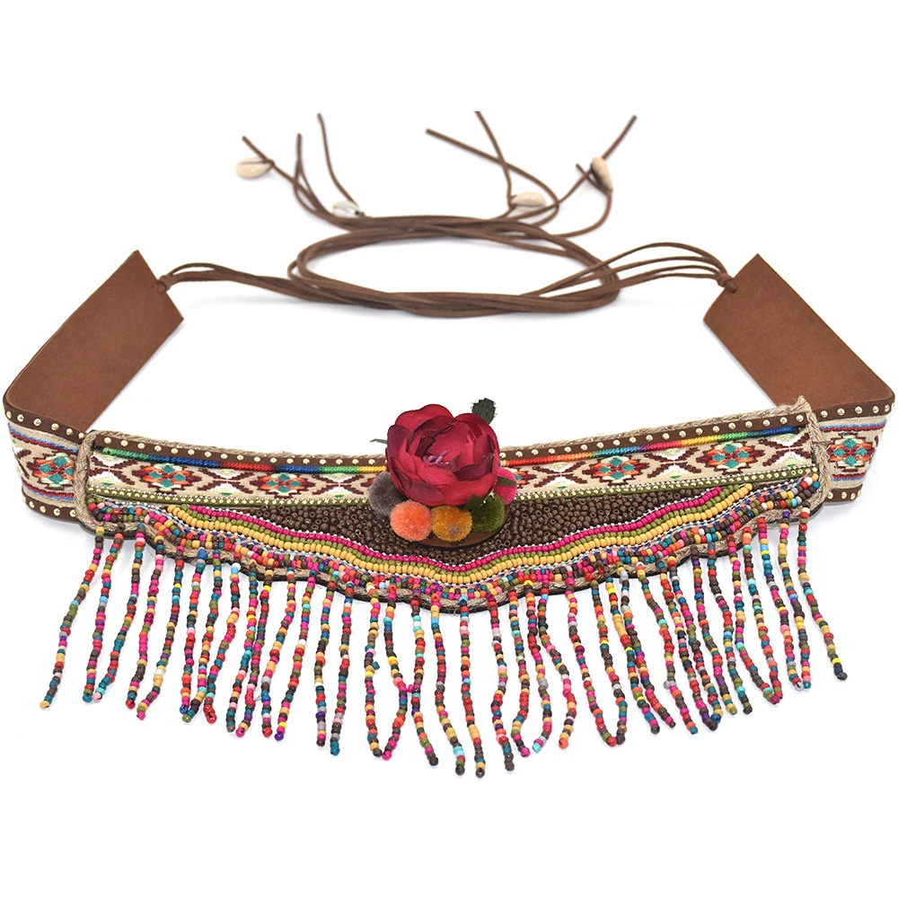 Womens Clothing Accessories Gypsy Turkish Bohemian Belt Body Chain Ethnic Belt Dresses Retro Leather Belt Flower Belt Cummerbund