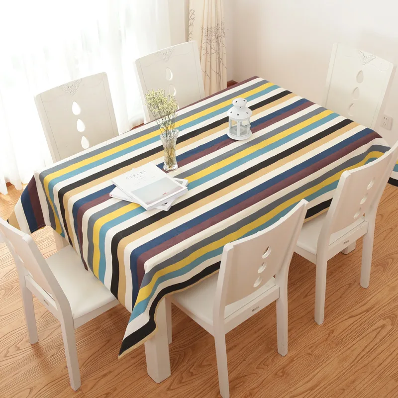 

Table Cloth Thick Linen Tablecloth For Dining Table Home Decor Kitchen nappe de table rectangulaire Stripes Decorative