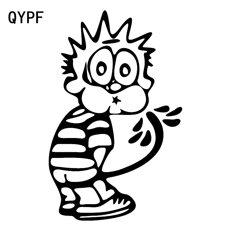 

QYPF 18.1cm*15.5cm Cartoon Abstract Character Rather Be Urinate Wind Blows Over Horror Vivid Vinyl Car Sticker Decal C18-0986
