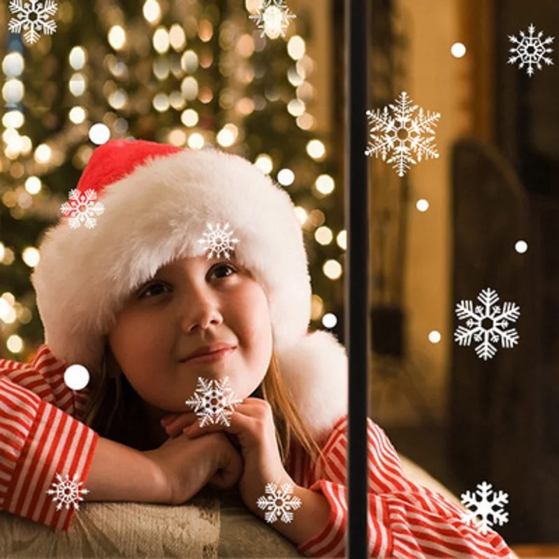 Рождественская Витрина наклейки бренд счастливый год Снежинка виниловые наклейки на окна декоративные adornos
