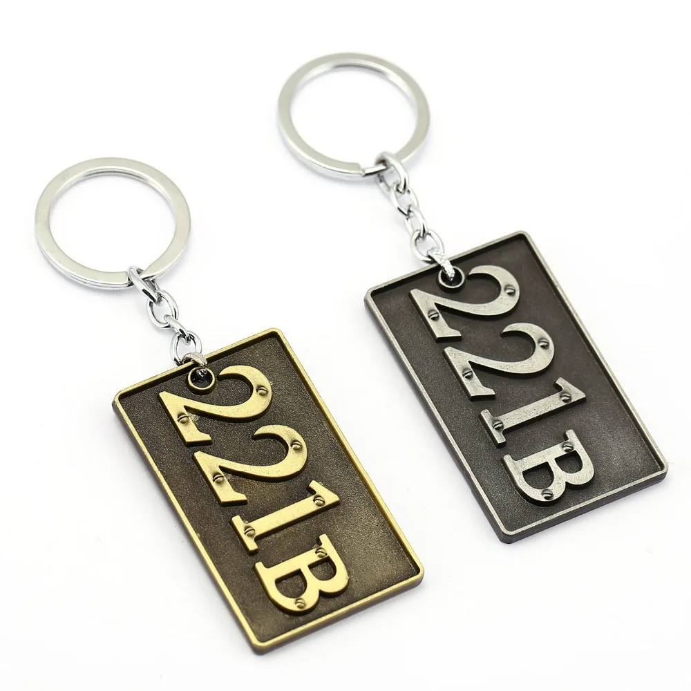 

Sherlock Keychain Holmes 221B Key Rings For Gift Chaveiro Car Key Chain Jewelry Movie Key Holder Souvenir YS11764
