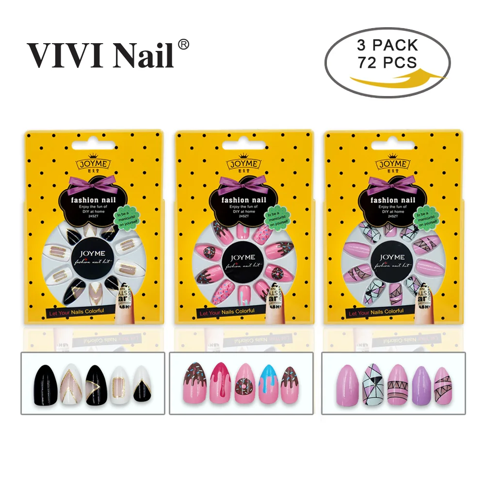 

72PCS Stiletto False Nails with Box Long Fake Nails Manicure Artificial Nails ABS Nail Art
