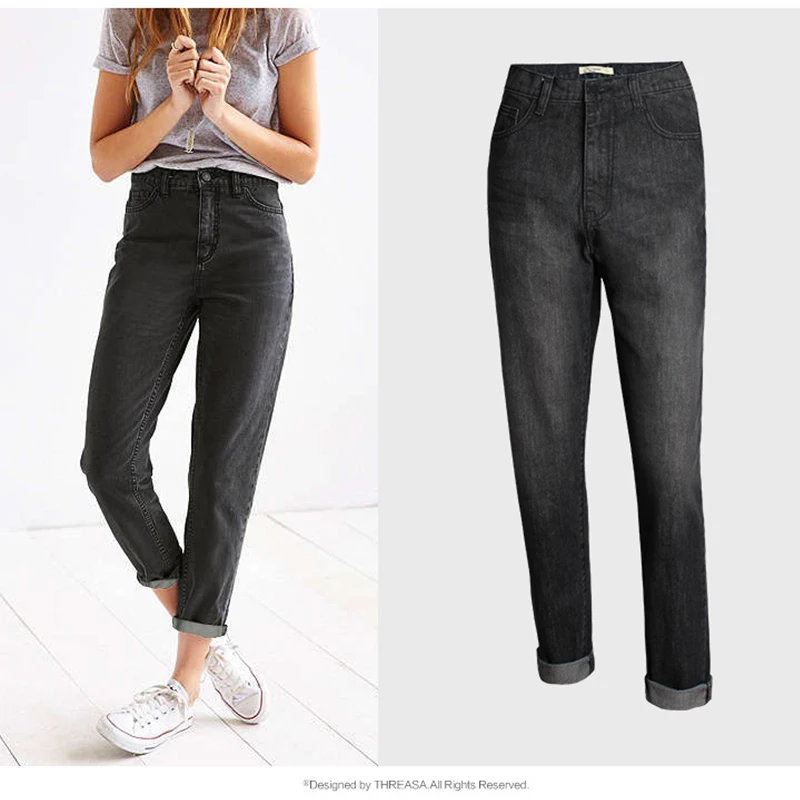Винтажные повседневные женские джинсы для женщин в стиле бойфренд обтягивающие джинсы женские черные джинсы для мам размера плюс прямые женские брюки