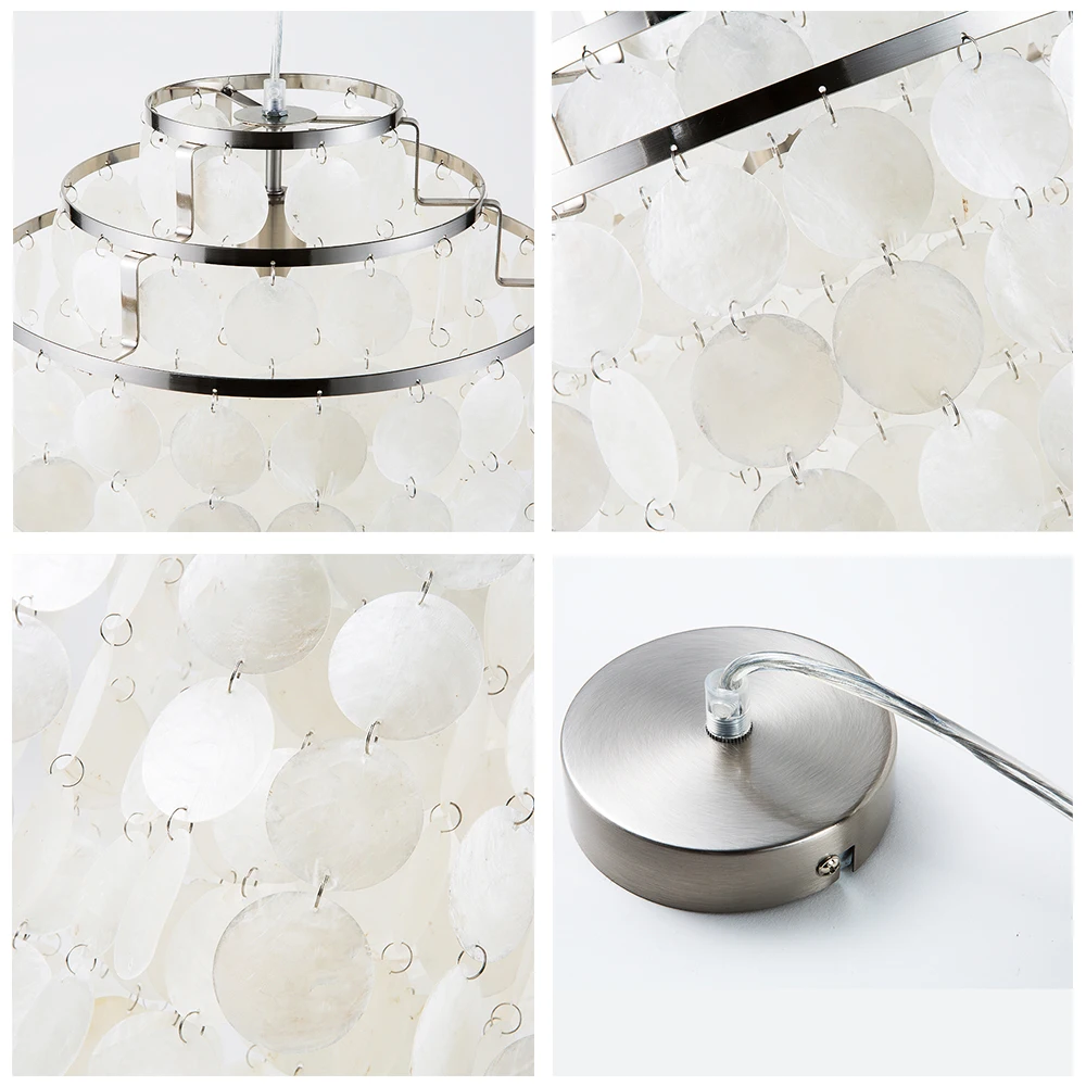  3 Circle loft modern white natural seashell pendant lamp lustres fixture E27 Lights Shell lamps for - 32815981910