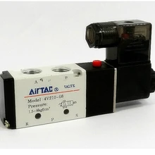 5 Путь 2 Позиция Электрический электромагнитный клапан 4V210-08 DC 24 V DC12V AC110V AC220V, 1," Порты и разъёмы Размеры