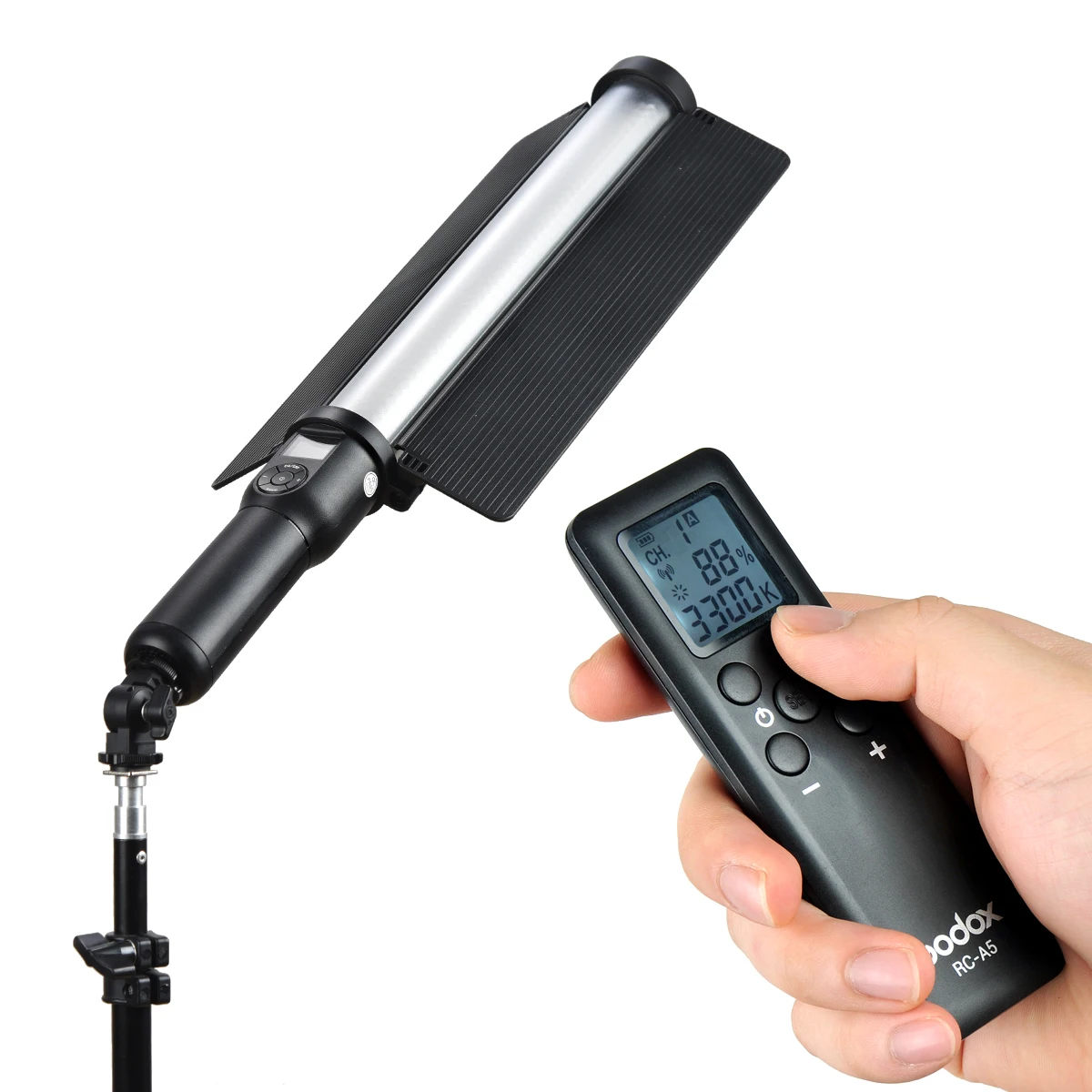 

Godox LC500 3300K-5600K Adjustable Handle LED Light Stick Built-in lithiunm Battery + Remote Control Lightting + AC Power Charge