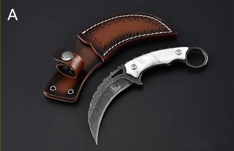 Армейский тактический нож Karambit с высокой твердостью, охотничьи ножи с фиксированным лезвием, инструмент для выживания, кемпинга, повседневного использования - Цвет: A