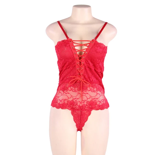 Красный Сексуальное женское белье игрушечного Холтер Lace-up Sexy комплект для женщин сплошной прозрачной сексуальное женское белье Для женщин Эротическое белье Бюстье - Цвет: Красный