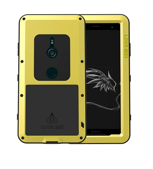 Yellow LOVE MEI мощный металлический водонепроницаемый чехол для sony Xperia XZ3 чехол алюминиевый полный корпус противоударный задний Чехол металлический чехол для телефона - Цвет: Yellow