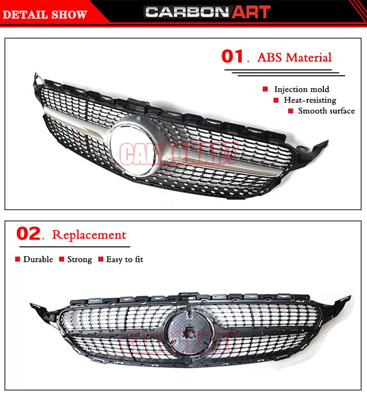 Новый C Class W205 Diamond гриль ABS Материал для Mercedes C180 C200 C250 C350 C400 C450 C220 Спортивная 2015 2016 передняя решетка