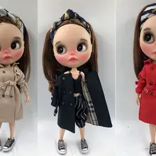 Кукла Blyth одежда с длинным рукавом пальто вина/узор шарф для blyth, Azone S, OB24 Куклы Аксессуары для 1/6 куклы