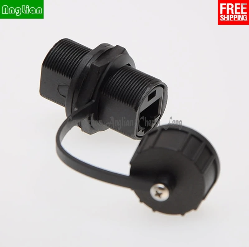 RJ45 гнездо прямой головкой Ethernet LAN черный IP68 Защита M20 фарш Locknut пластик RJ45 водонепроницаемый сальник разъем