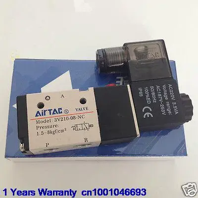 

DHL/EUB 5pcs NEW AirTAC Solenoid Valve 3V210-08-NC 24VDC 15-18