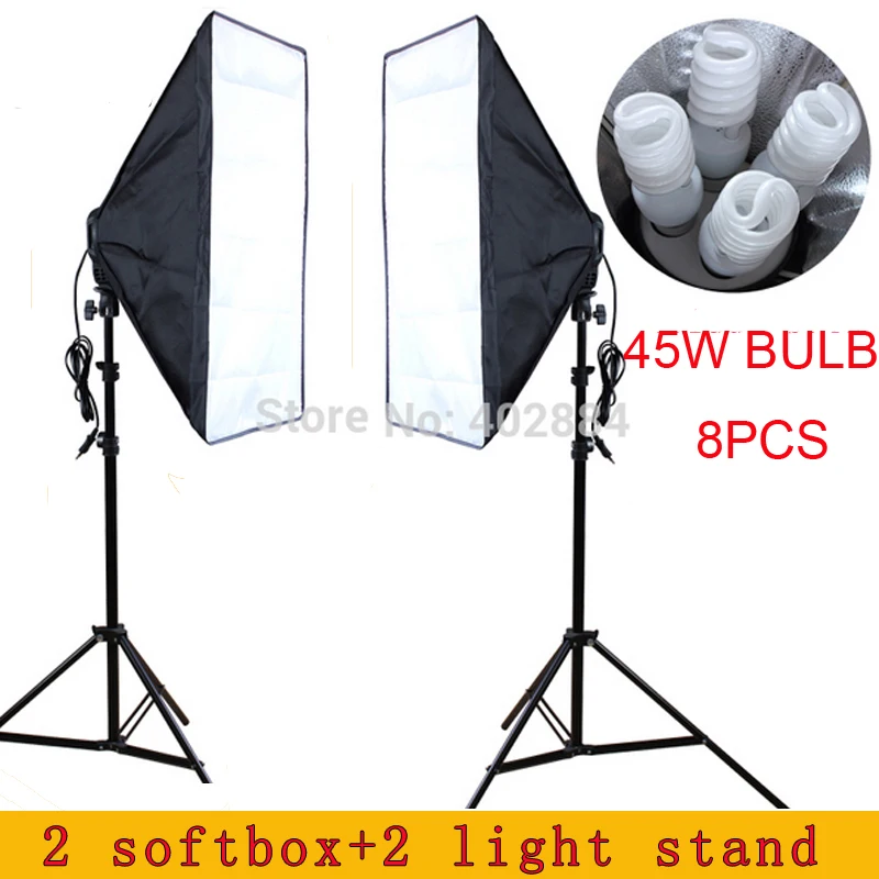 

new photographic equipment Photo Studio kit Video Four-capped lamp Holder Lighting 50*70cm Softbox+200cm light stand photo box