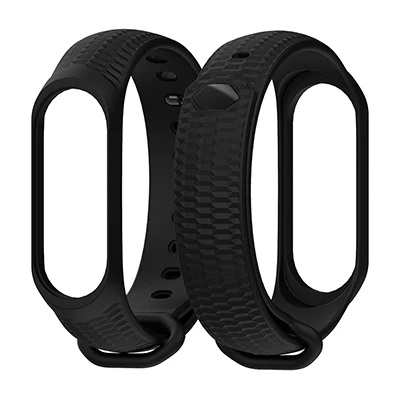 Спортивный силиконовый ремешок mi jobs с бриллиантовой пряжкой и сотами для Xiao mi Band 4 3, умный браслет, браслет mi band 4 3, аксессуары - Цвет: black