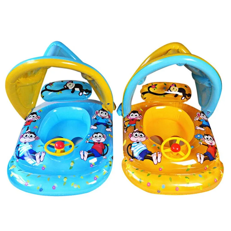 

Swiming pool inflatable Canopy Detachable Mouth Monkey Sunshade Children's Boat Swim Ring #4M24