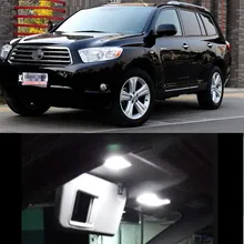 12 В 7 шт светодиодные лампы внутреннего освещения купольная карта багажник двери комплект ламп для Toyota highlander 2009-2012 автомобиля-стиль