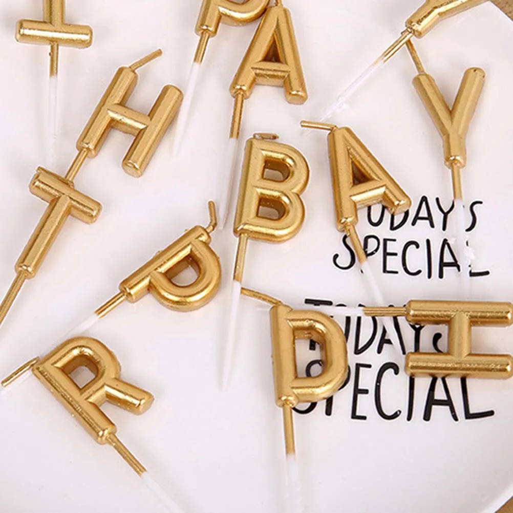 Свечи Романтические Классические креативные золотые письма с поздравлениями с днем рождения торт топперы торт свечи принадлежности для вечеринки день рождения украшения