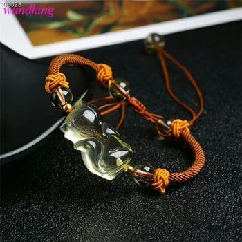 

(bead 8mm) Natural citrine fox+ quartz crystal bracelet (fox:23*14mm)