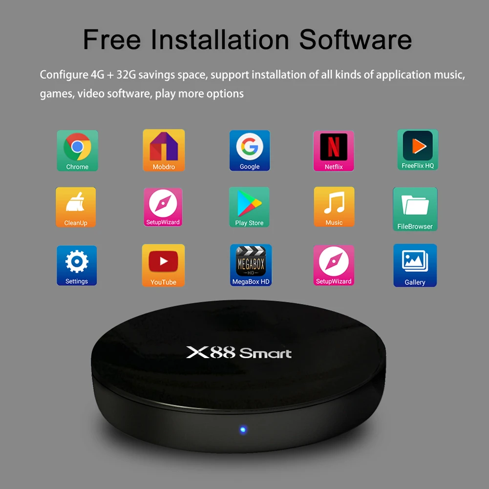 X88 Мини Смарт ТВ коробка RK3328 4 ядра 4 K WI-FI HDMI HD4G+ 32G Media Player