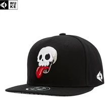 WUKE Мужская кепка Новое поступление Осенняя Женская Хип-Хоп плоская кепка холст материальная Шляпа Череп Вышивка Регулируемая Кепка
