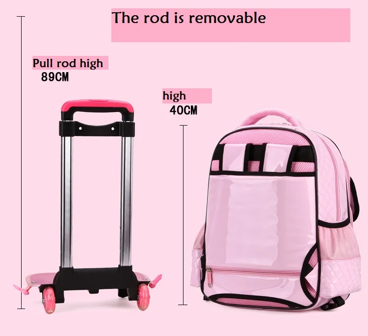 Популярный чехол на колесиках для детей, школьная сумка с бантом для детей, студенческий светящийся чехол для костюма, рюкзак для девочек, чемодан для путешествий