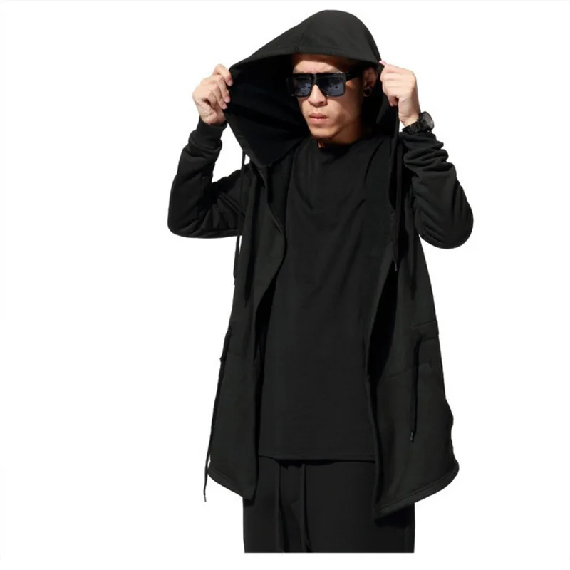 

Black Hoodie Mens Cloak Cape Hooded Long Cardigan Poncho Coat Wizard Magician Party Wear Plus Hoodies