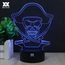 Firate 3D лампа Пираты Карибского моря Свет в Ночь USB/AA Батарея детская Спальня украшения настольная лампа подарок на день рождения