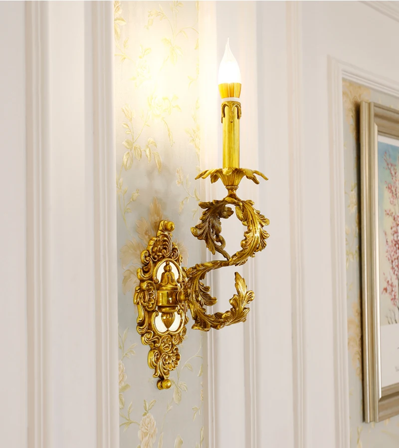 

Phube Lighting French Style Copper Wall Lamp Villa Living Room Dining Room Bedroom Bedside Wall Lamp Light Sconce Free Shipping