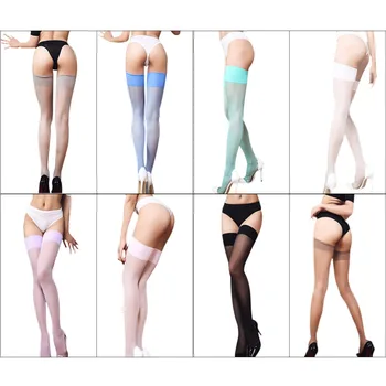

8 Colors Sexy Black Red Blue Pink Green Thigh High Stockings Women Solid Color Over Knee Long Thin Stockings without Pants